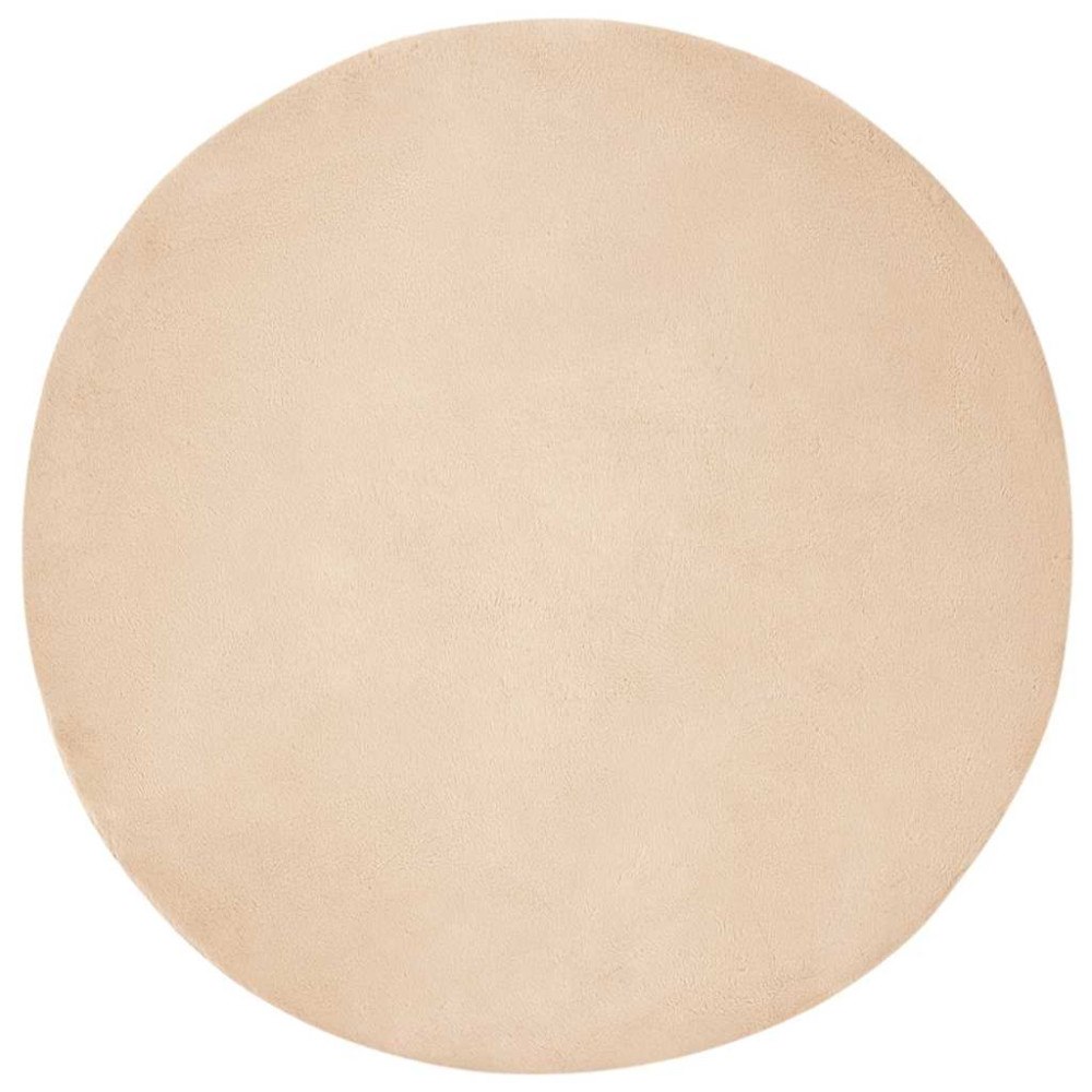 vidaXL Fusk-kaninpälsmatta Beige Ø 200 cm Polyester