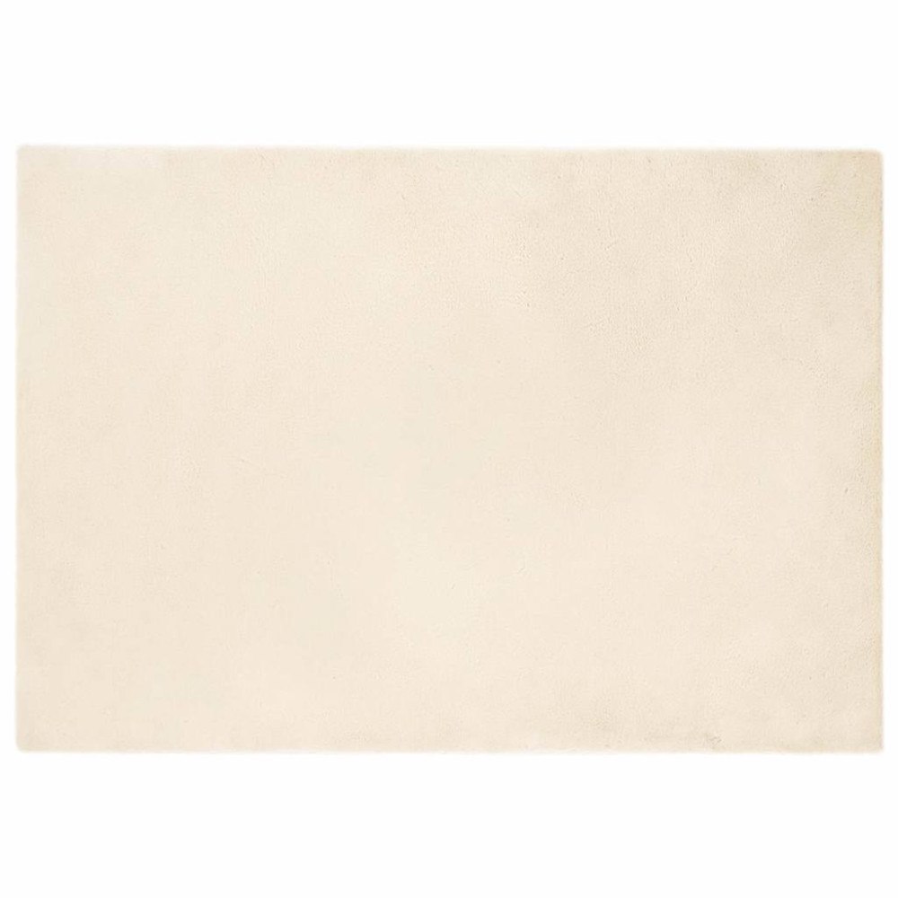 vidaXL Fusk-kaninpälsmatta Kräm 140 x 200 cm Polyester