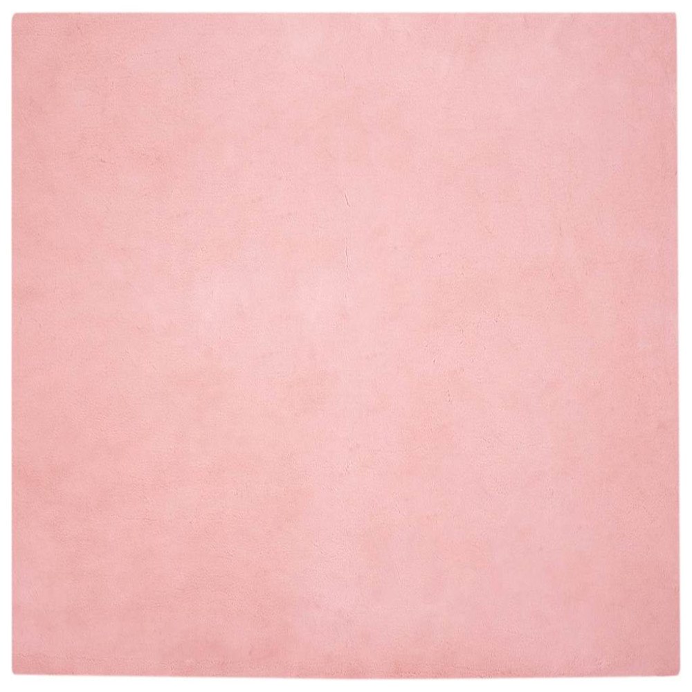 vidaXL Fusk-kaninpälsmatta Olite Rosa 120 x 120 cm Polyester