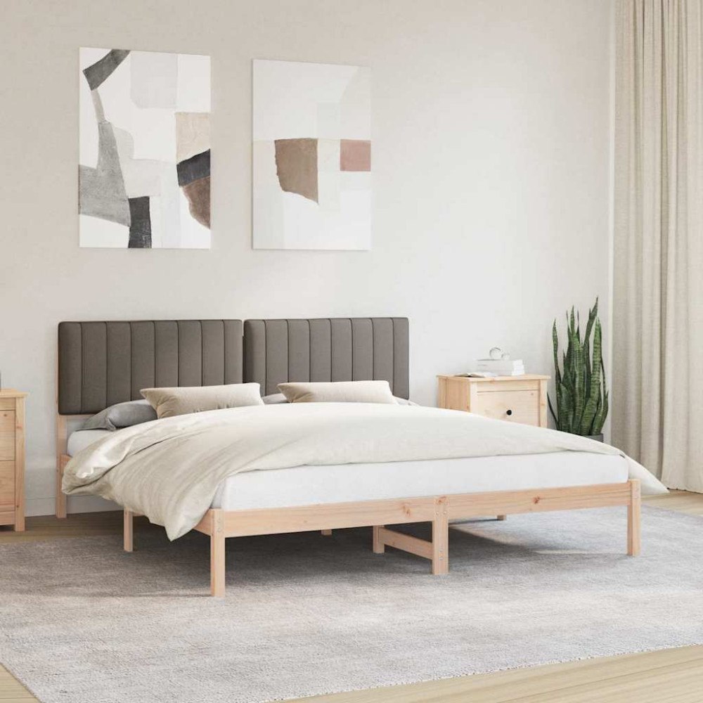 vidaXL Sängram med Klädd Huvudgavel Taupe 180 x 200 cm Massiv furu