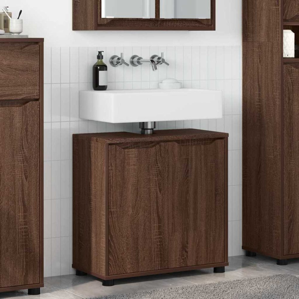 vidaXL Badrumsvaskskåp Brun Ek 60 x 30 x 60 cm Konstruerat trä