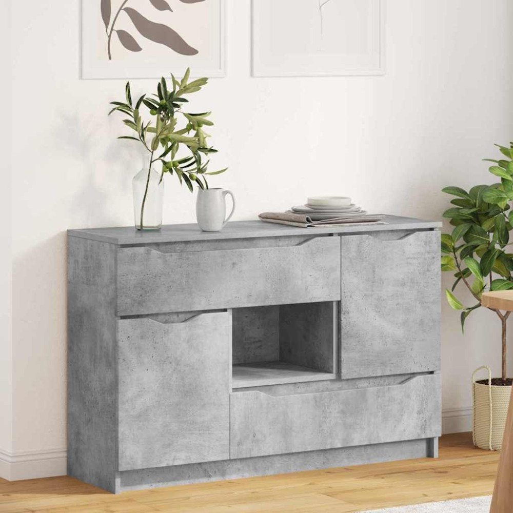 vidaXL Sideboard med låda Betonggrå 100 x 30 x 65,6 Konstruerat trä