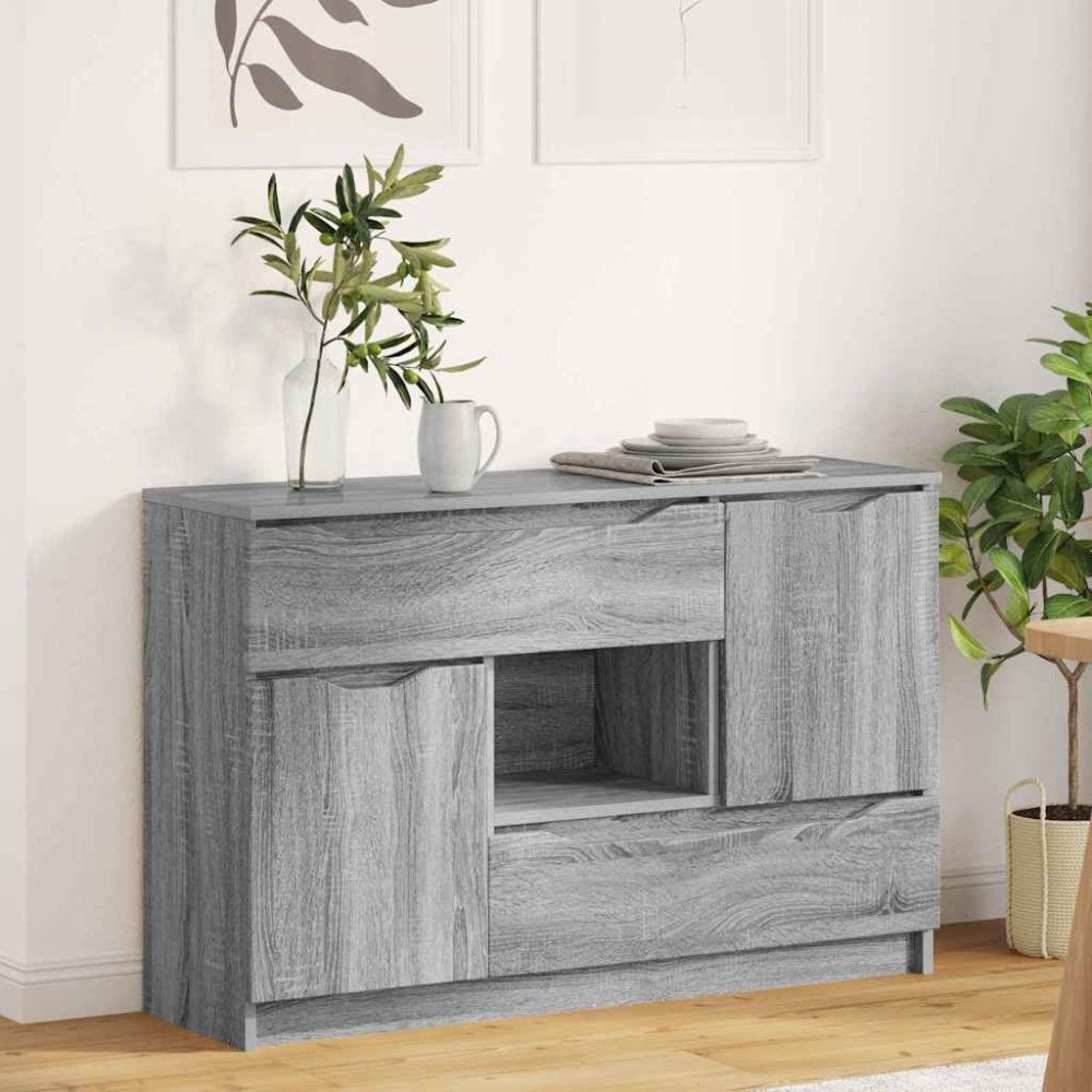vidaXL Sideboard med låda Grå Sonoma 100 x 30 x 65,6 Konstruerat trä