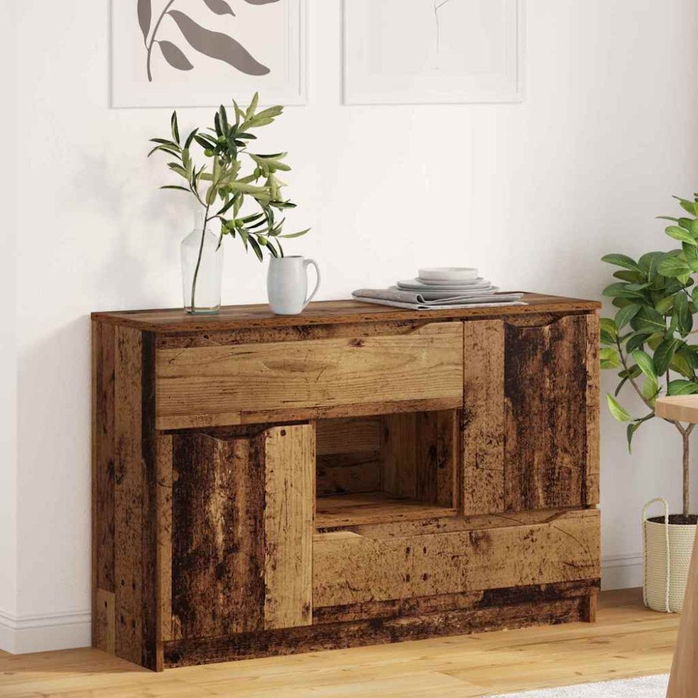 vidaXL Sideboard med låda Gammalt trä 100 x 30 x 65,6 Konstruerat trä