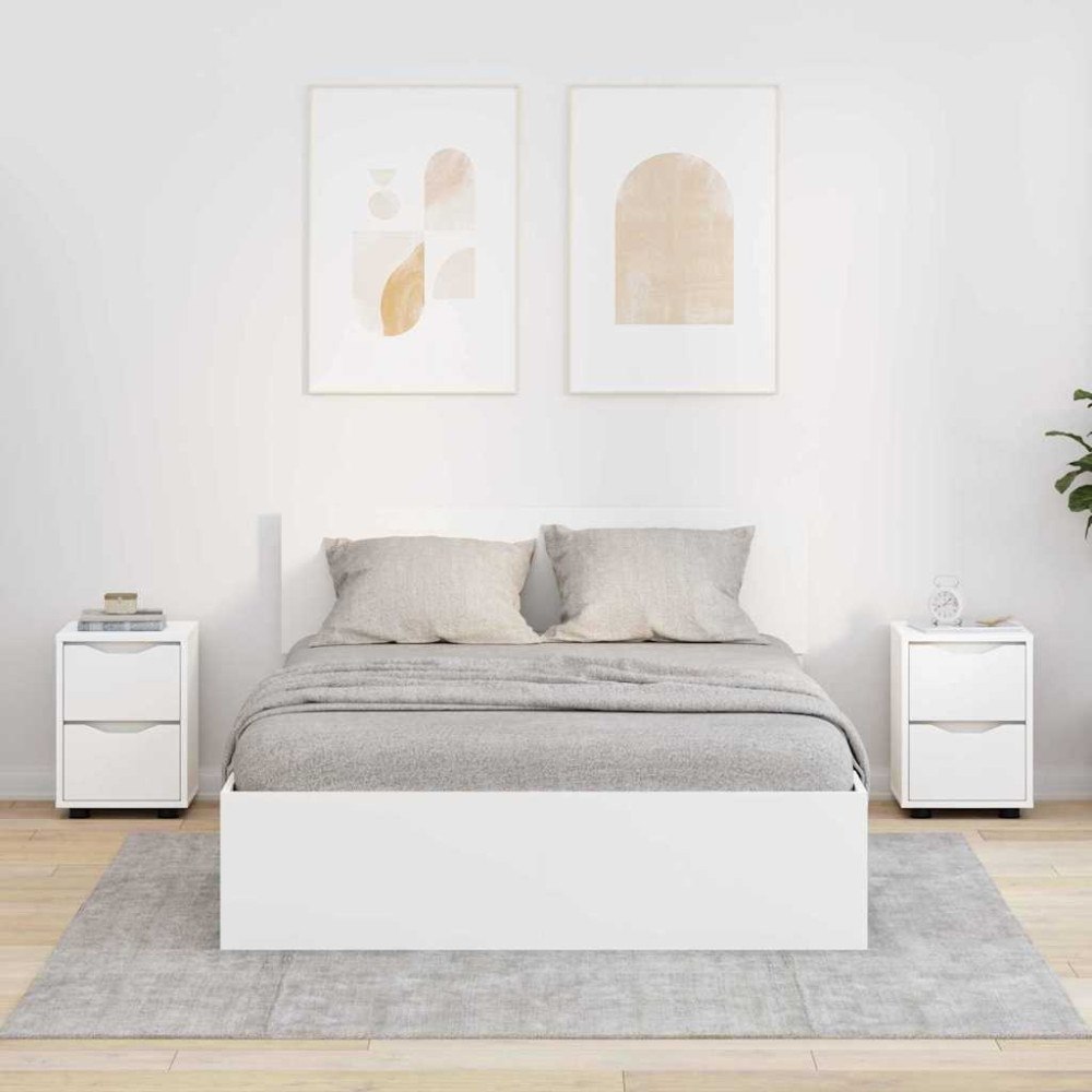 vidaXL Sängbord med låda 2 pcs Vit 30,5 x 30 x 43 cm Konstruerat trä