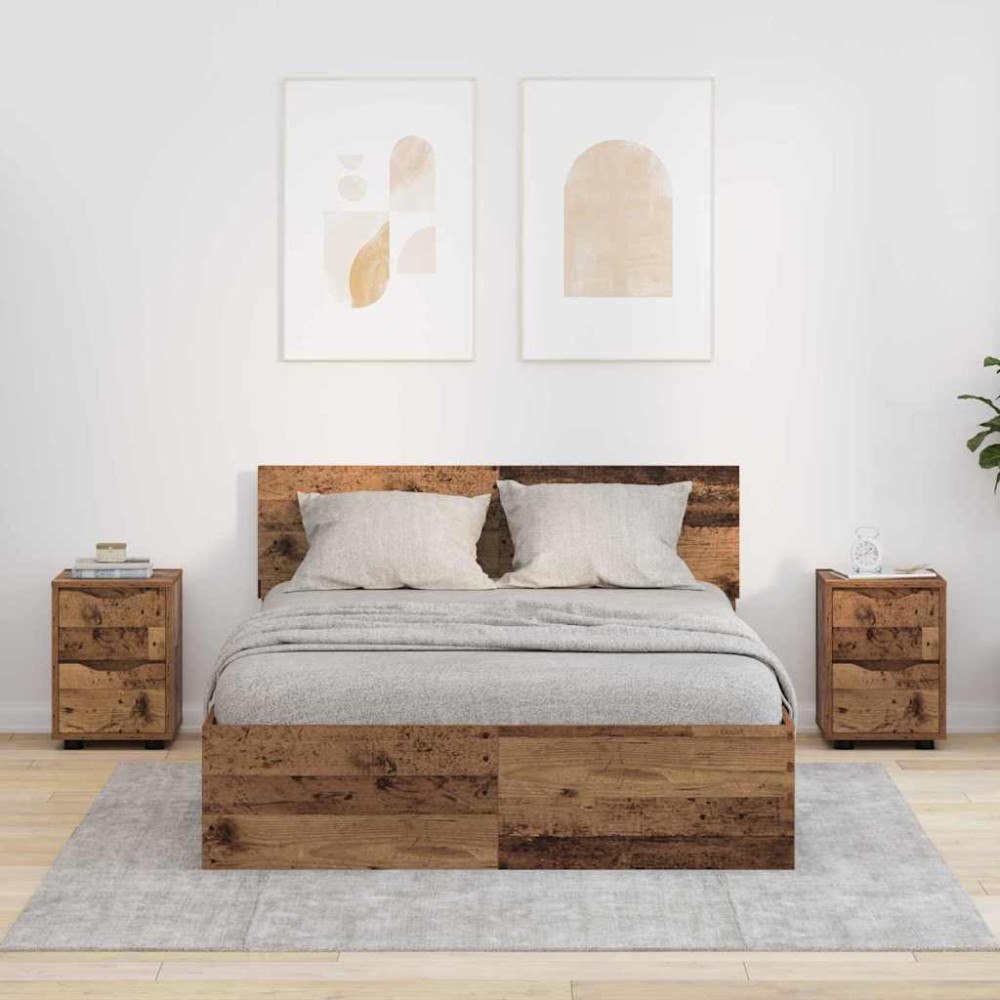 vidaXL Sängbord 2 pcs Gammalt trä 30,5 x 30 x 43 cm Konstruerat trä