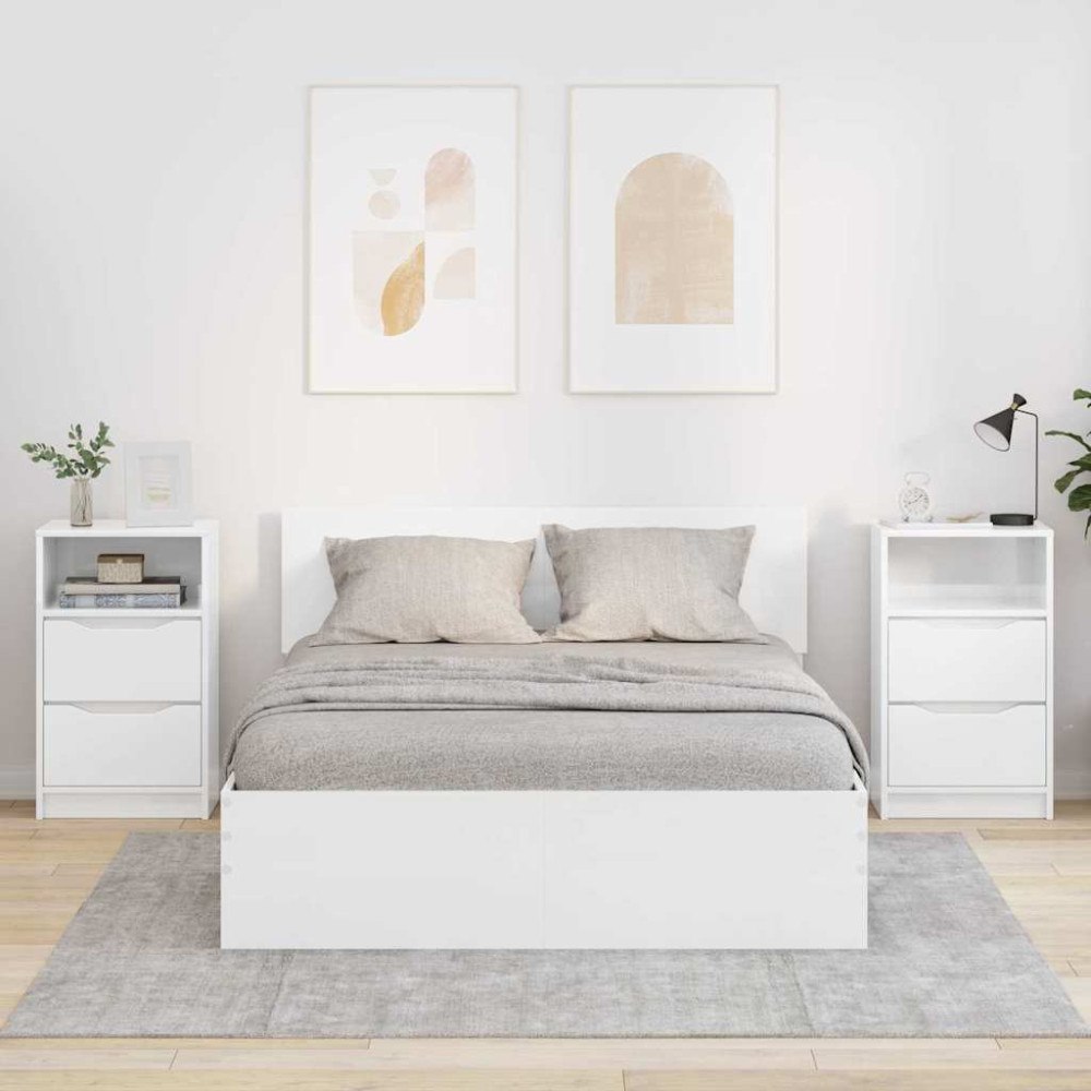 vidaXL Sängbord 2 pcs Högblanka vita 40 x 30 x 467 cm Konstruerat trä
