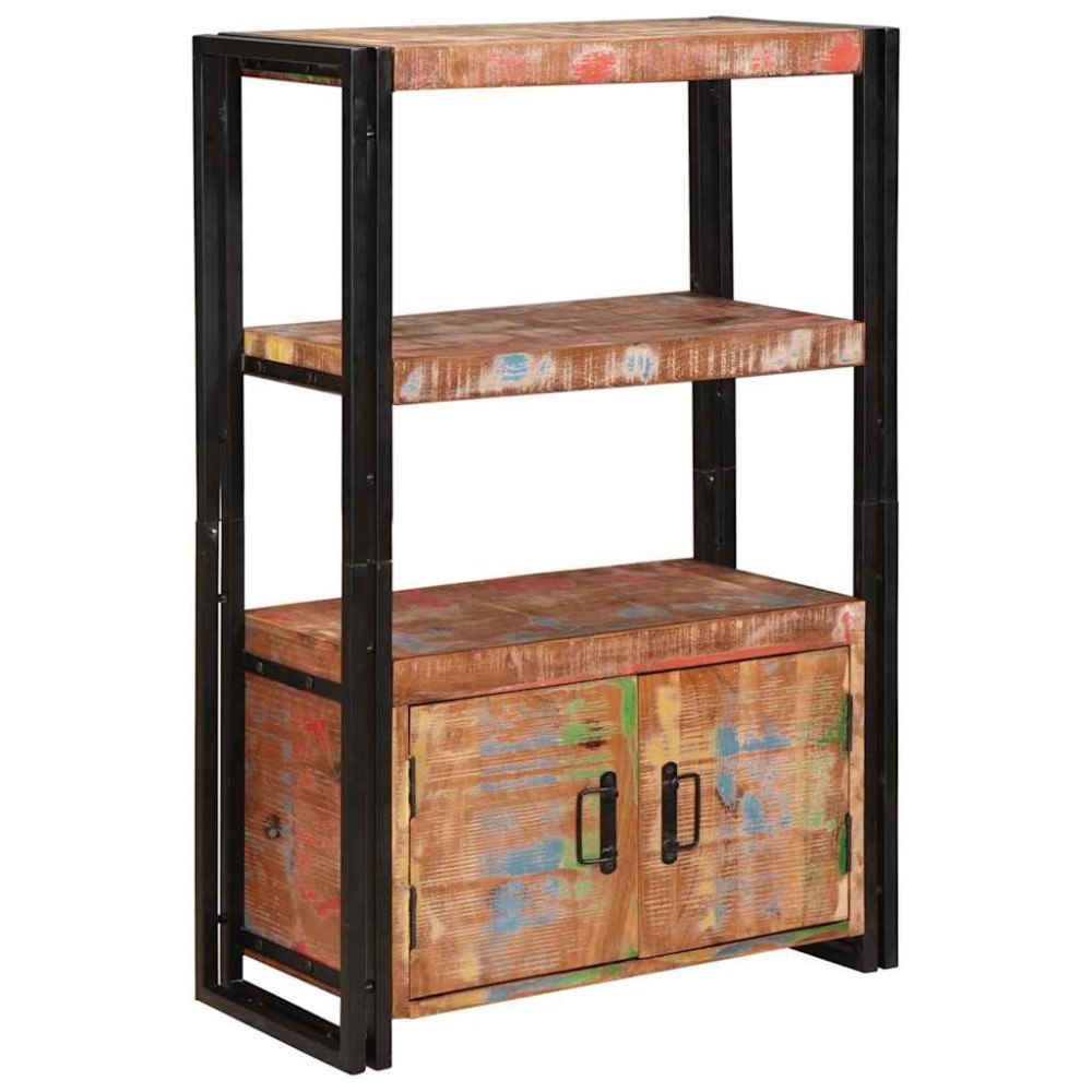 vidaXL Bokhylla med Dörrar Brun Massivt Återvunnet Trä och Metall