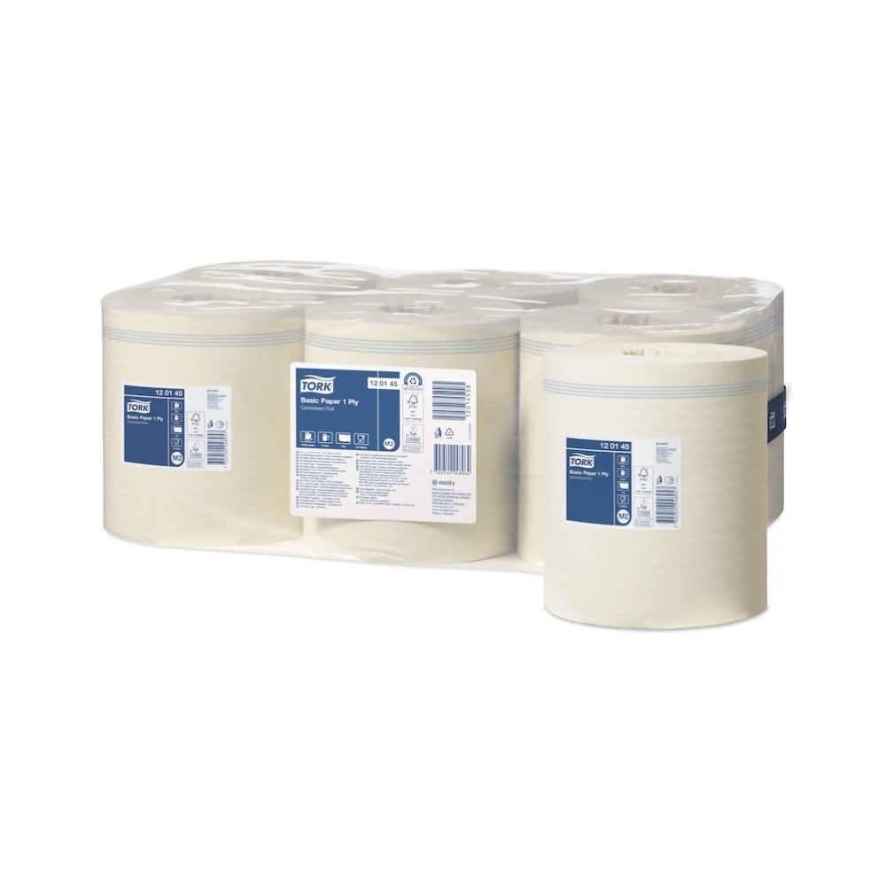 TORK Aftørringspapir Tork M2 Basic centerfeed 1-lags hvid 300m