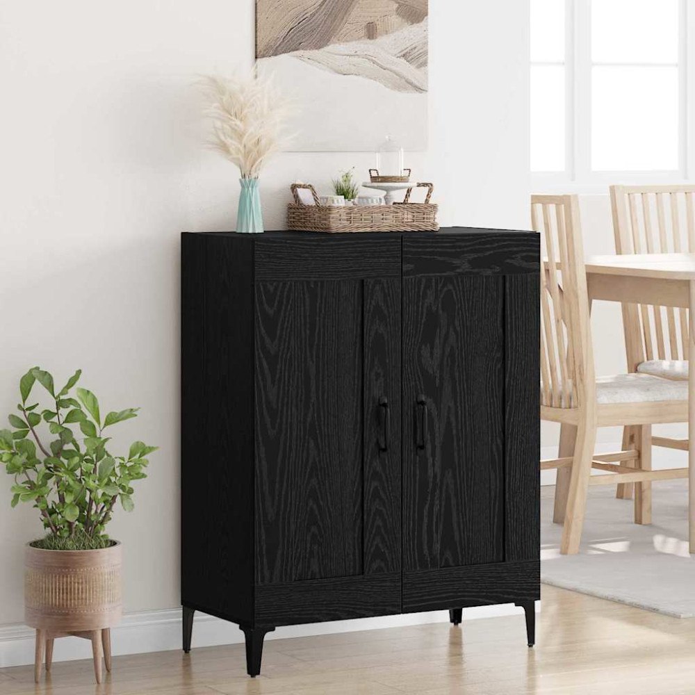 vidaXL Sideboard Svart Ek 69,5 x 34 x 90 cm Konstruerat trä