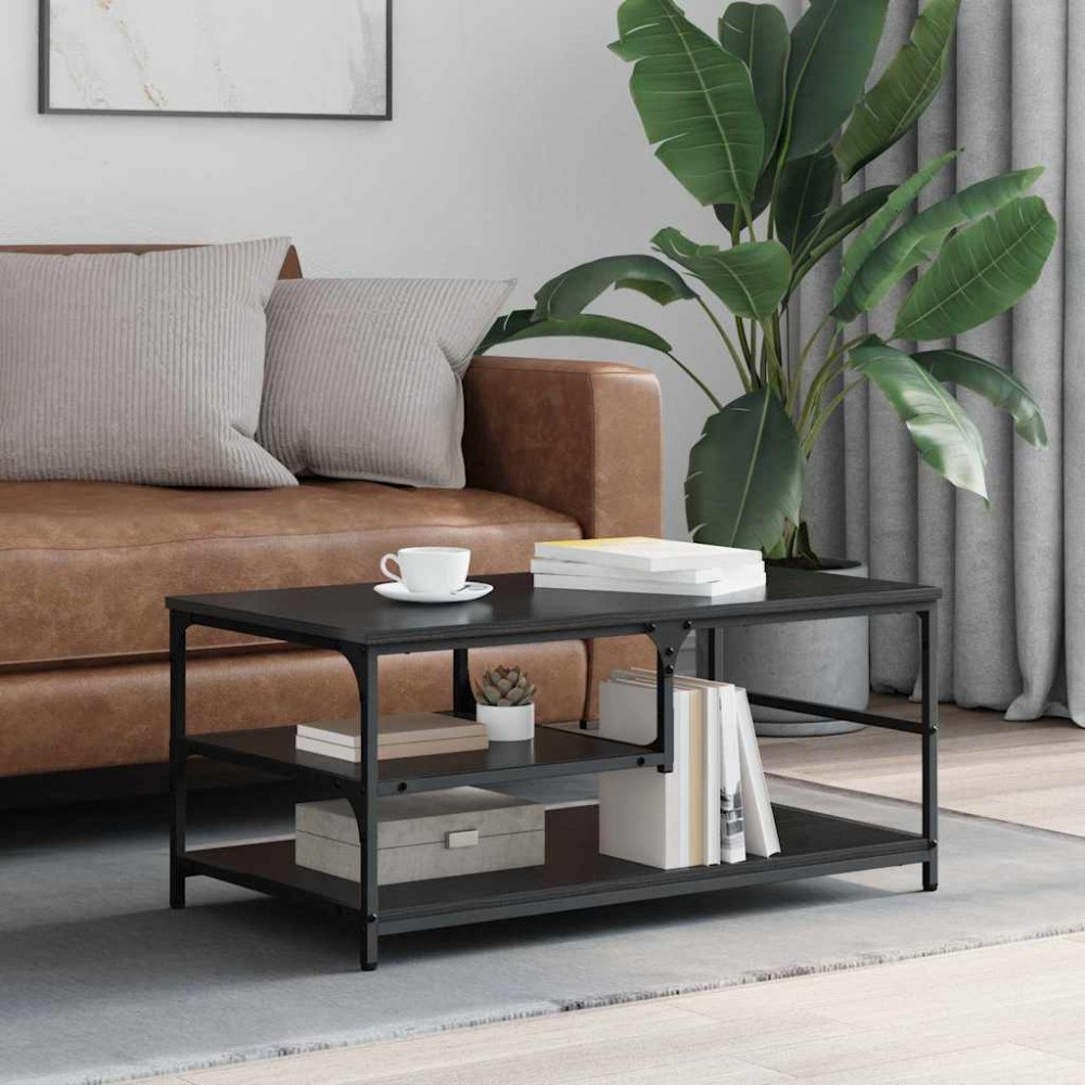 vidaXL Kaffeebord Svart Ek 90 x 49 x 40 cm Konstruerat trä