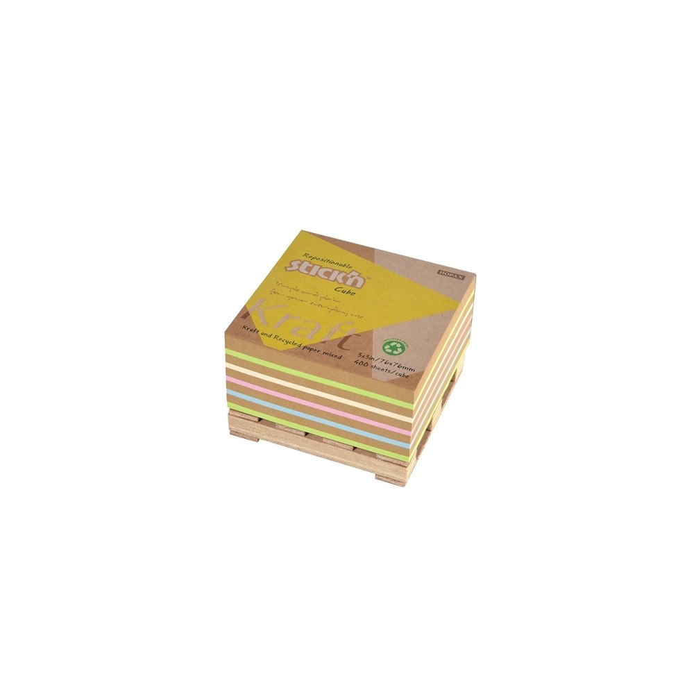 Stick´n´Find Stick'N Notiskube 400b 76x76, Kraft 5 färger/pallett botten7...