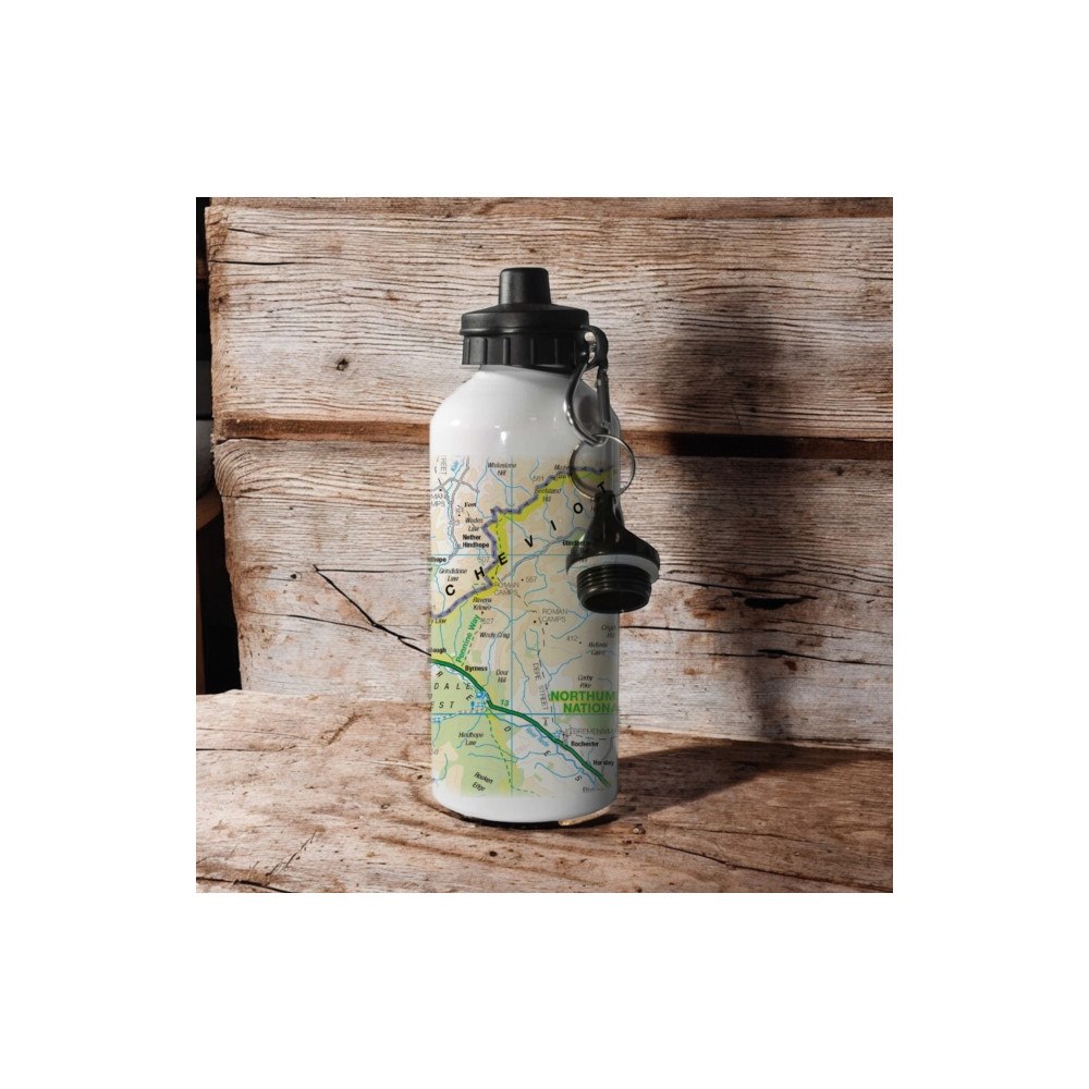 The Sugar Shed OS Map 600ml Metal Water Bottle - Northumberland National Park