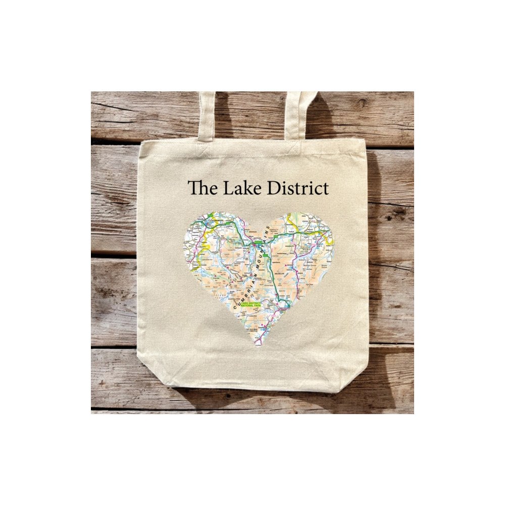 The Sugar Shed OS Map Premium Canvas Tote Bag - Lake District National Park