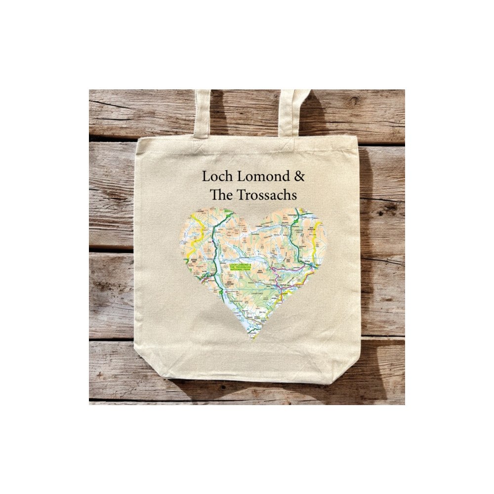 The Sugar Shed OS Map Premium Canvas Tote Bag - Loch Lomond and The Trossachs National Park