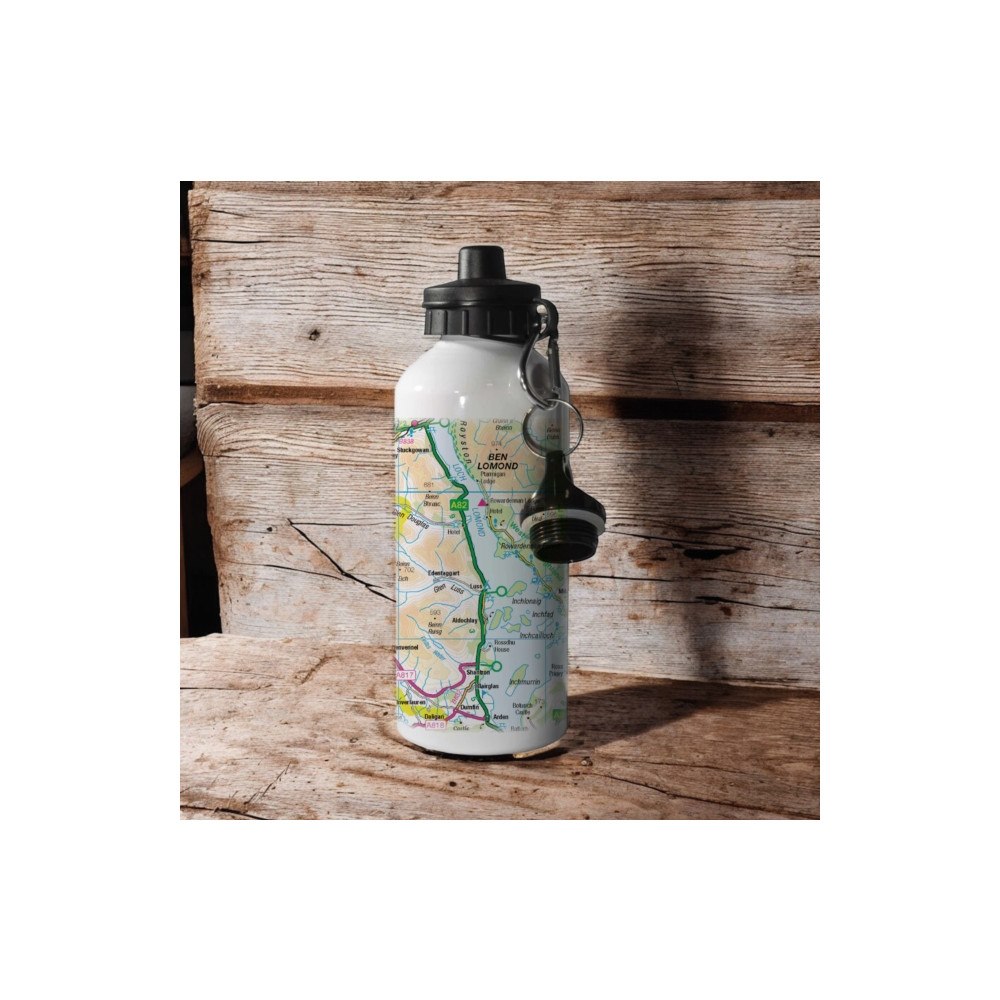 The Sugar Shed OS Map 600ml Metal Water Bottle - Loch Lomond and The Trossachs National Park