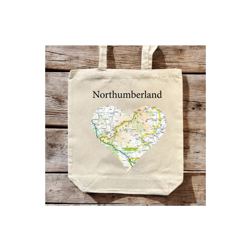 The Sugar Shed OS Map Premium Canvas Tote Bag - Northumberland National Park