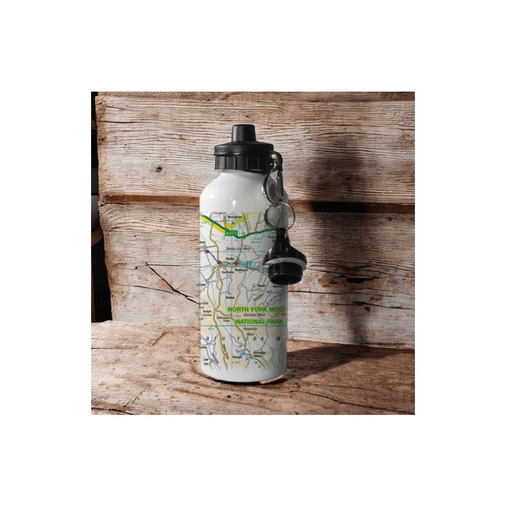The Sugar Shed OS Map 600ml Metal Water Bottle - North York Moors National Park