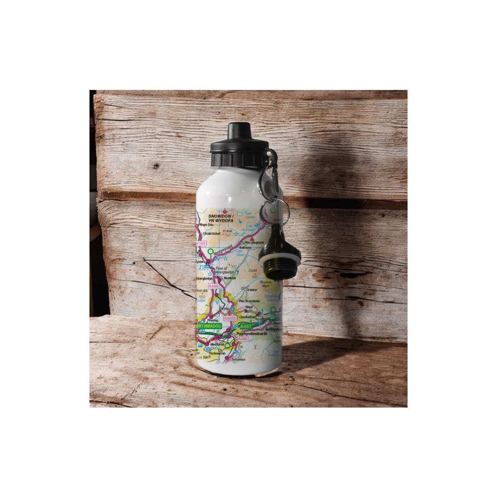 The Sugar Shed OS Map 600ml Metal Water Bottle - Snowdonia National Park