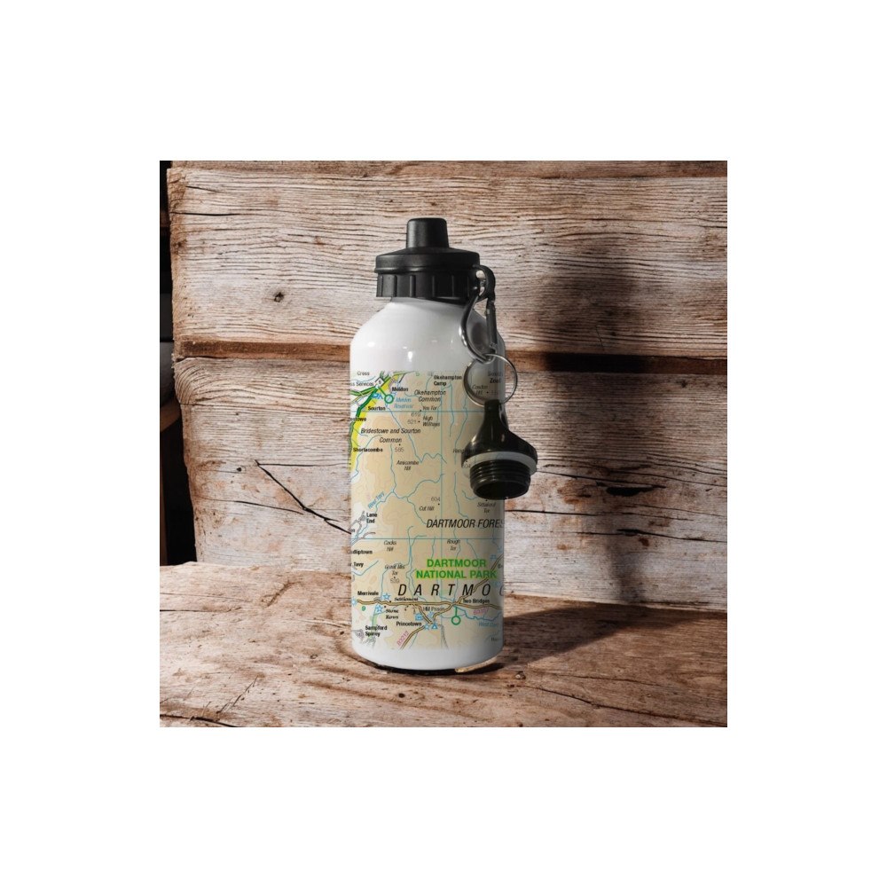 The Sugar Shed OS Map 600ml Metal Water Bottle - Dartmoor National Park