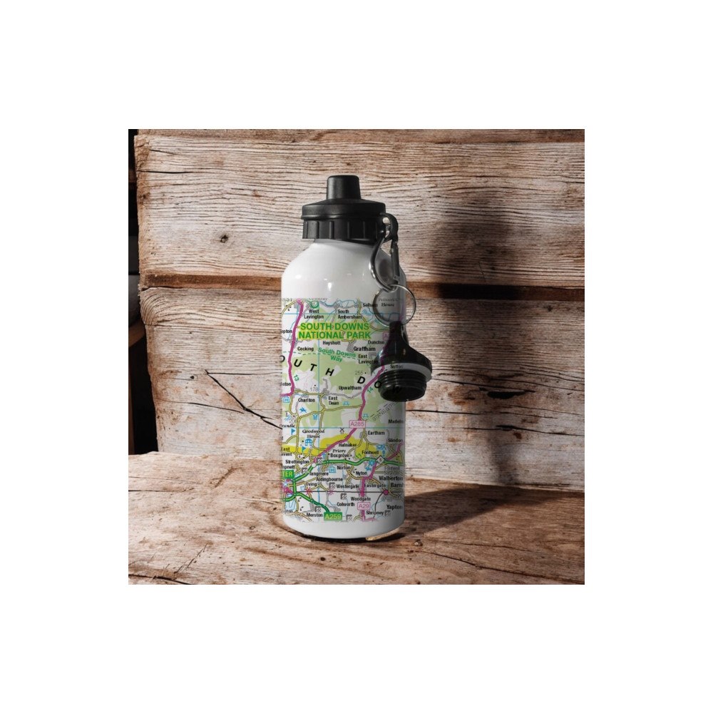 The Sugar Shed OS Map 600ml Metal Water Bottle - South Downs National Park