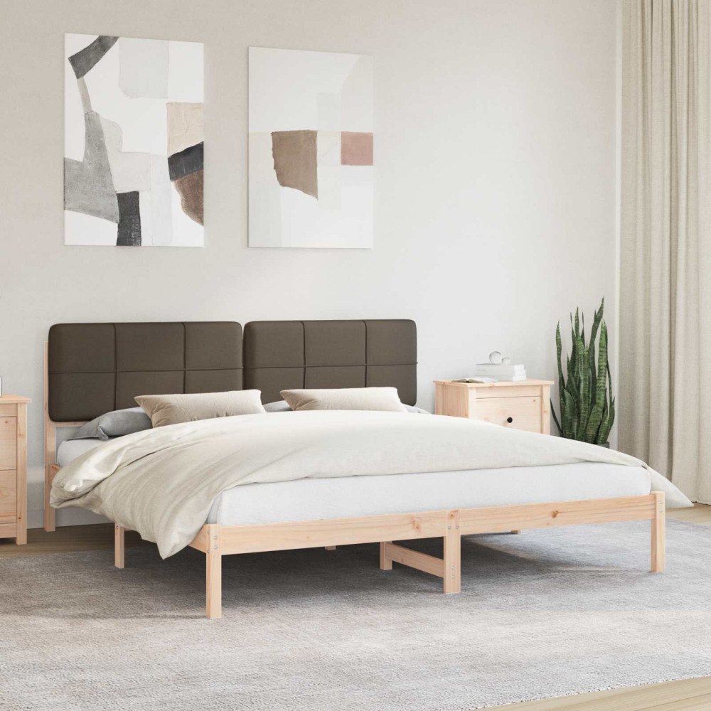 vidaXL Sängram med Klädd Huvudgavel Taupe 180 x 200 cm Massiv furu