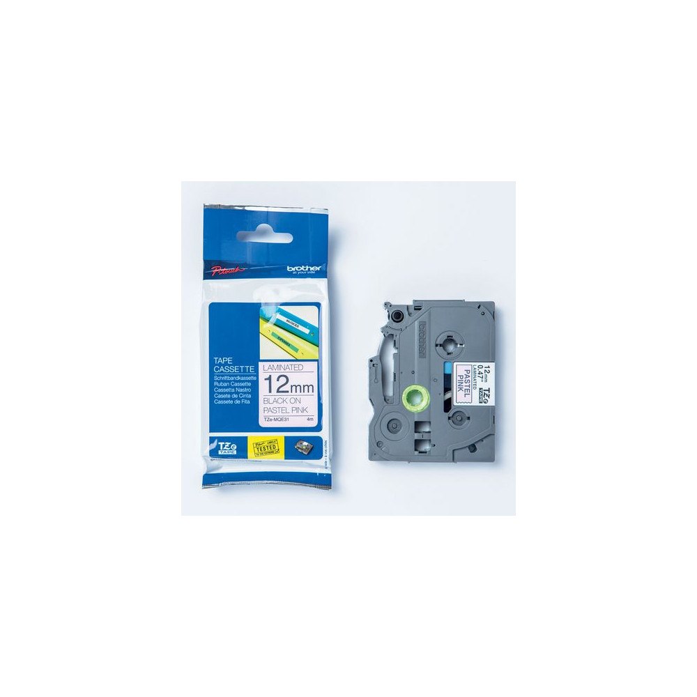 Brother Tape BROTHER TZEMQE31 12mm Svart på Rosa