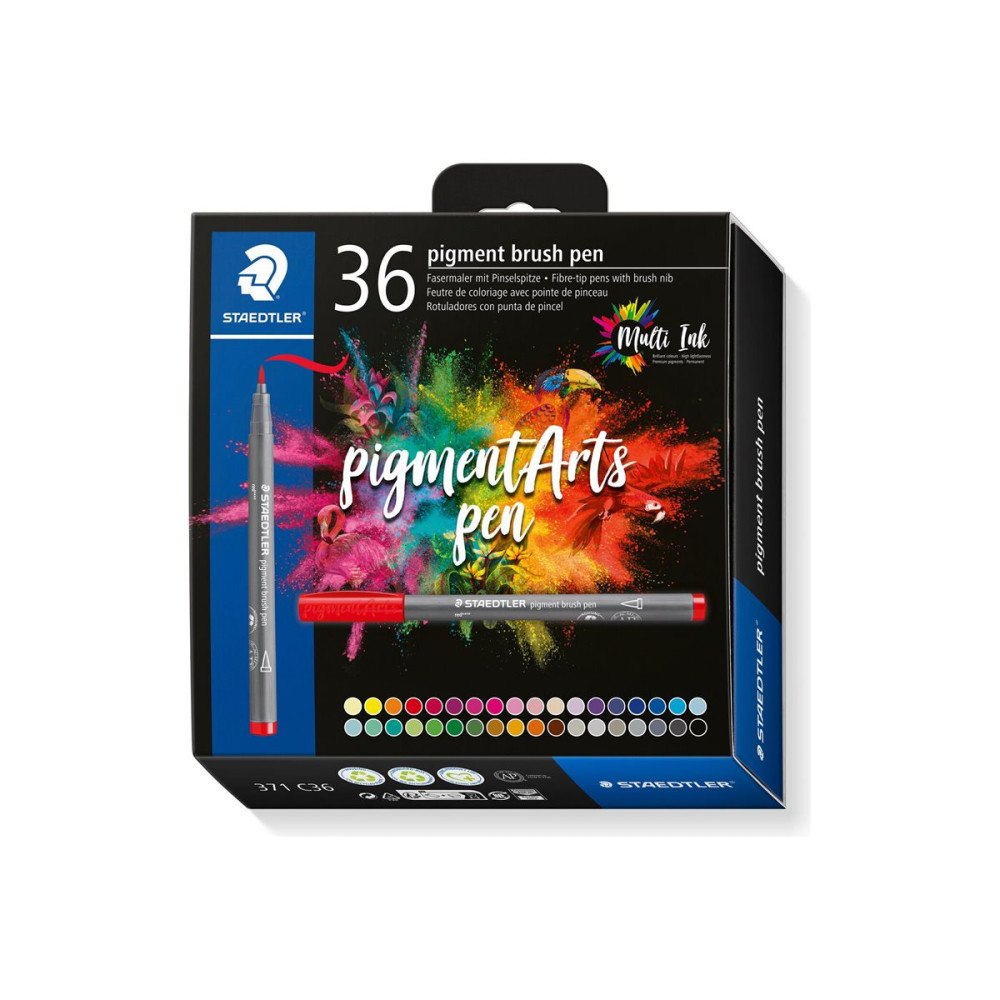 STAEDTLER STAEDTLER 371 - penset med penselspets - blandfärger - 36 delar