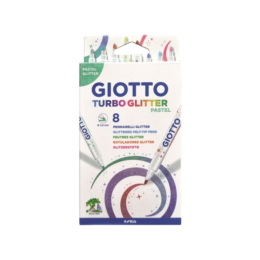 Giotto Giotto Glimmer Tusser (Turbo Glitter) med 8 st. Pastellfärge...