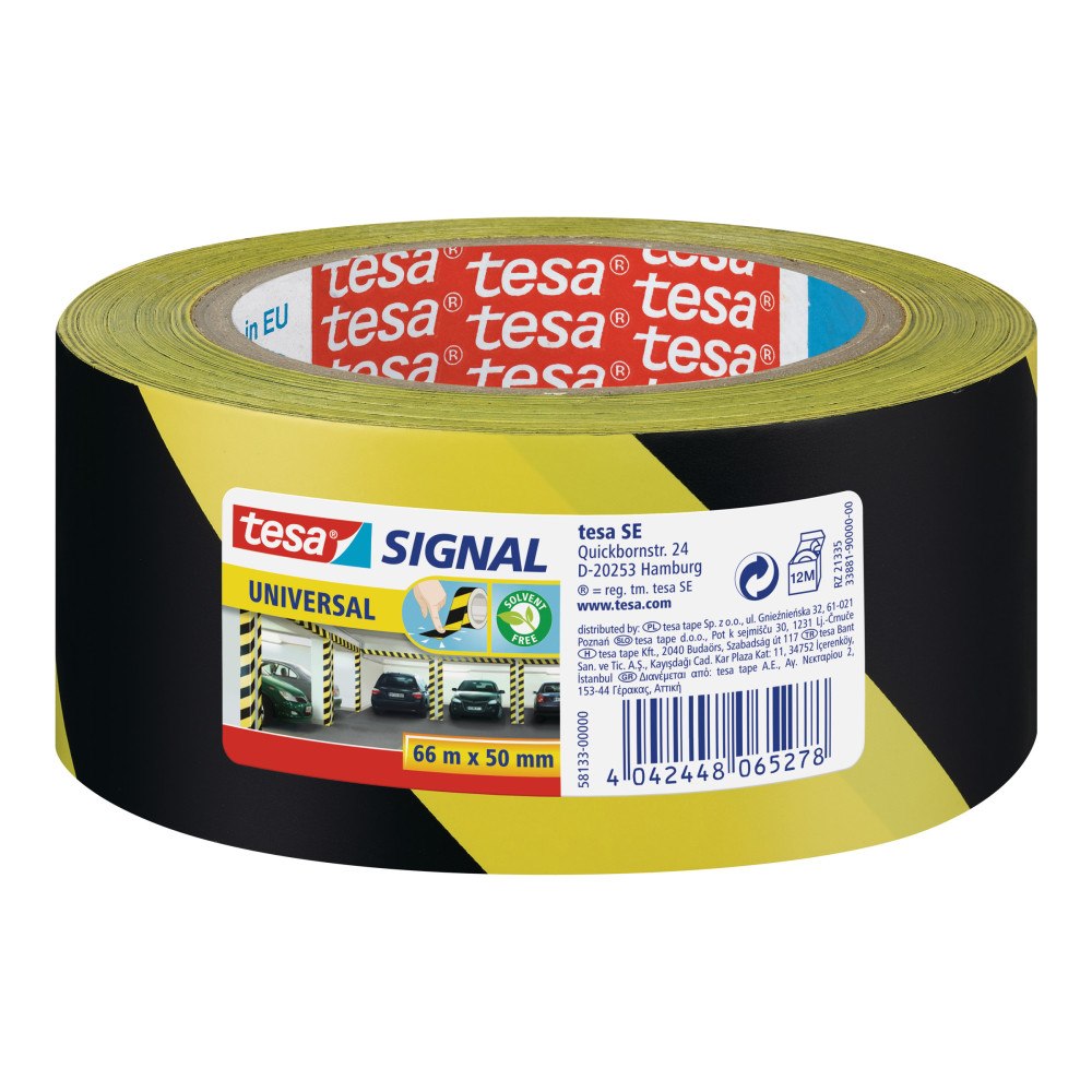tesa Tesa Signal Universal markeringstejp - 50 mm x 66 m - svart, gul