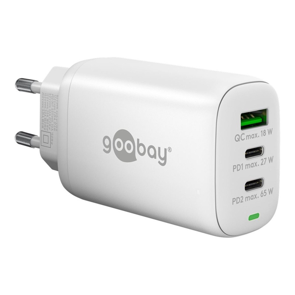 Goobay goobay strömadapter - GaN, multiport - USB, 2 x USB-C - 65 Watt
