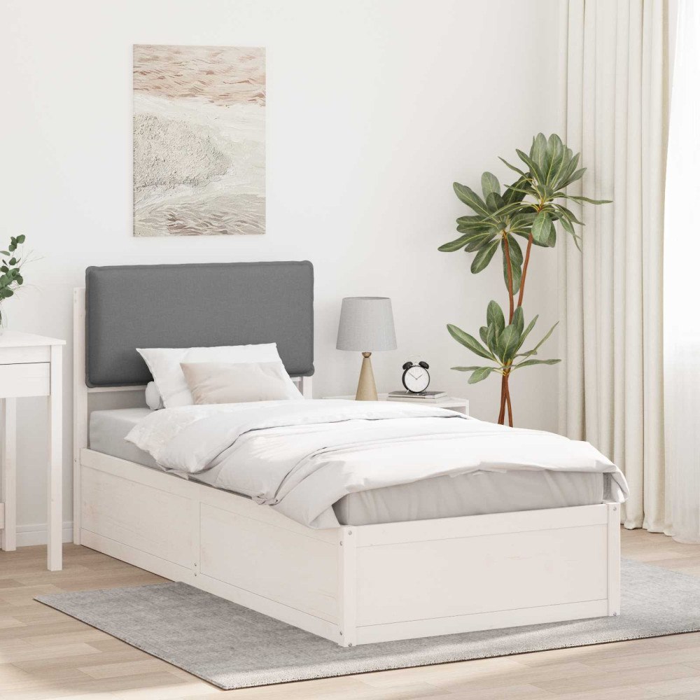 vidaXL Sängram med Klädd Huvudgavel Ljusgrå 100 x 200 cm Massiv furu