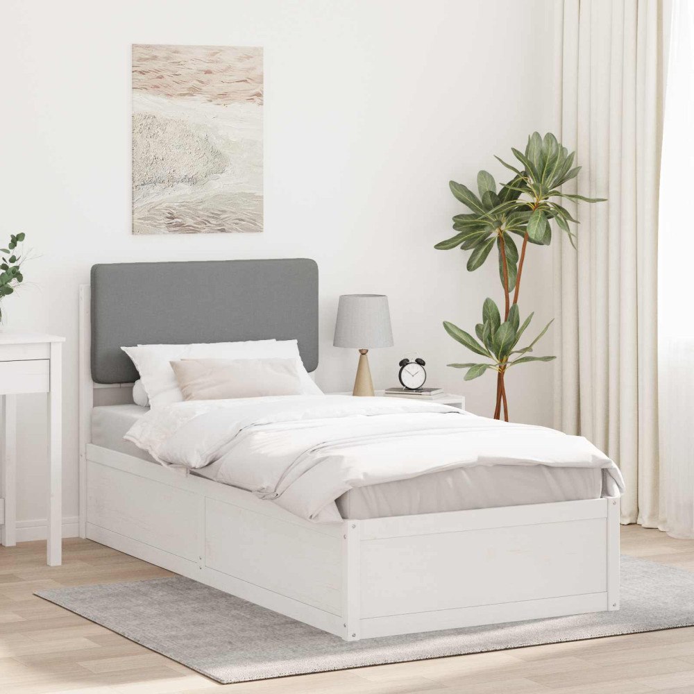 vidaXL Sängram med Klädd Huvudgavel Ljusgrå 100 x 200 cm Massiv furu
