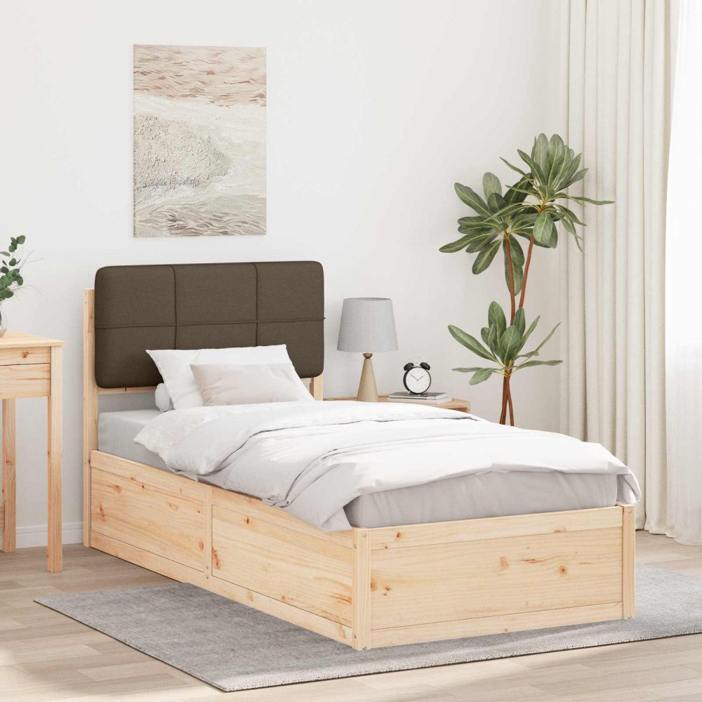 vidaXL Sängram med Klädd Huvudgavel Taupe 90 x 190 cm Massiv furu