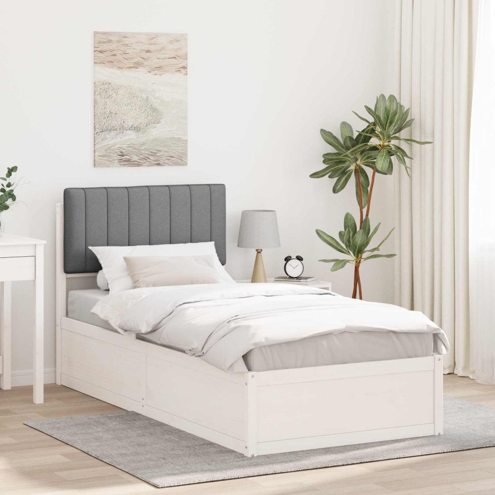 vidaXL Sängram med Klädd Huvudgavel Ljusgrå 90 x 200 cm Massiv furu