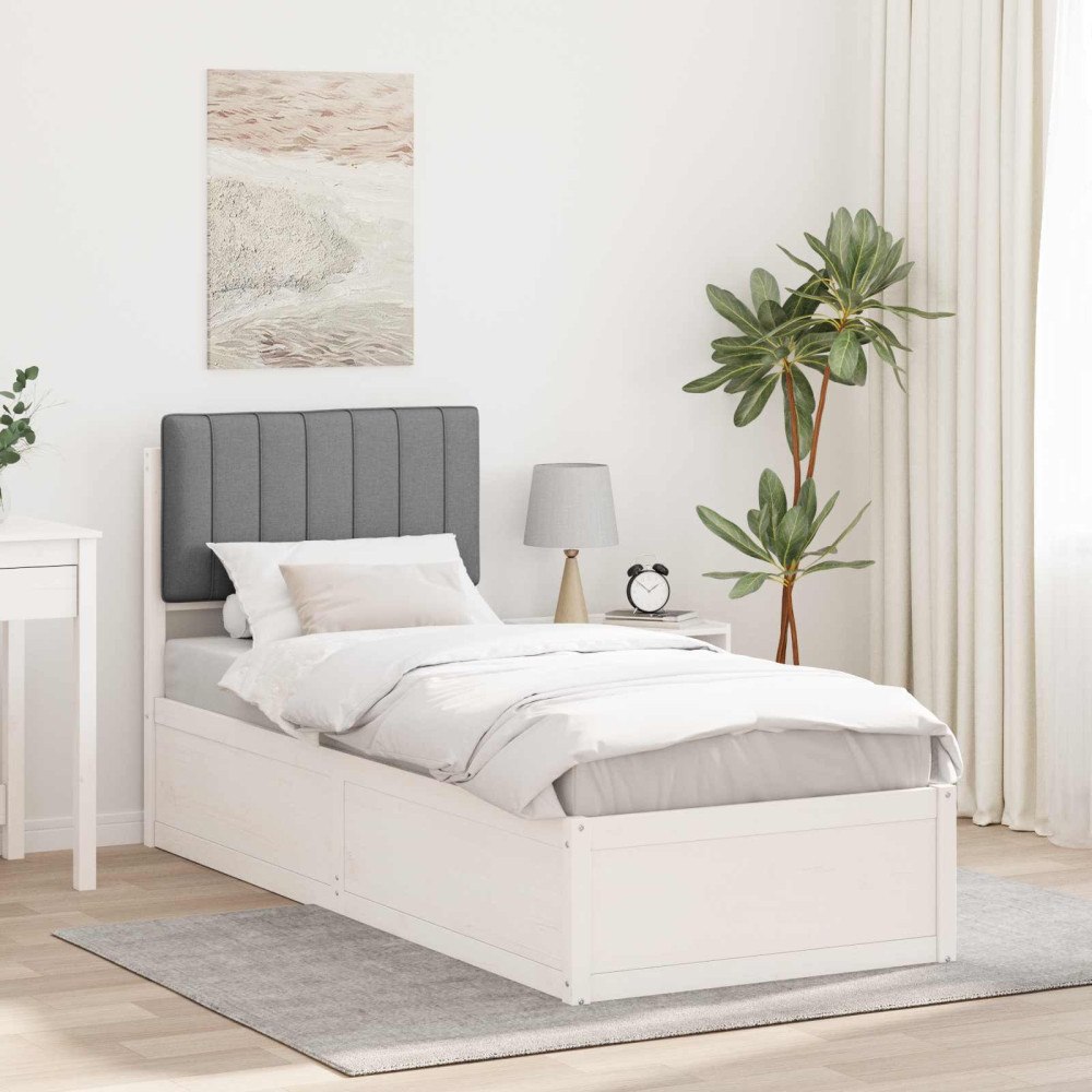 vidaXL Sängram med Klädd Huvudgavel Ljusgrå 80 x 200 cm Massiv furu