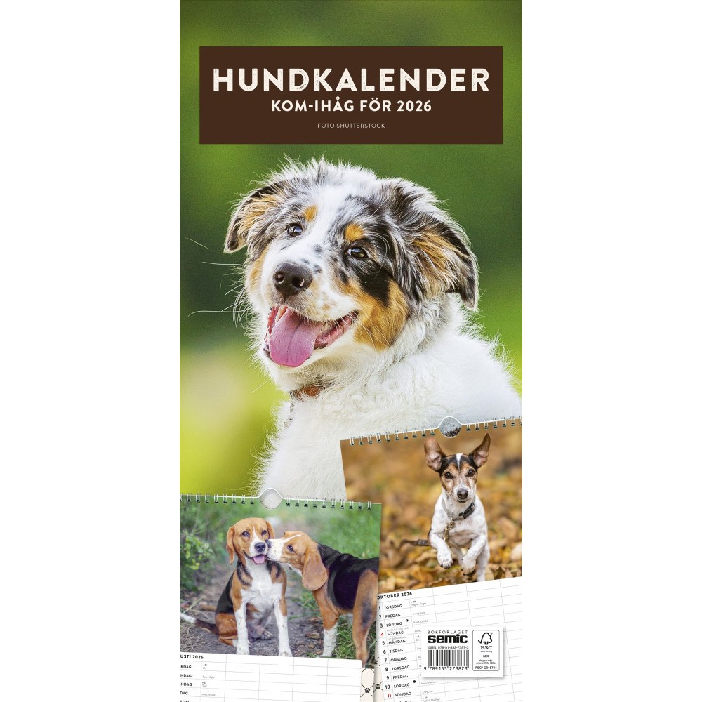 Bokförlaget Semic Hundkalender 2026 (bok, spiral)