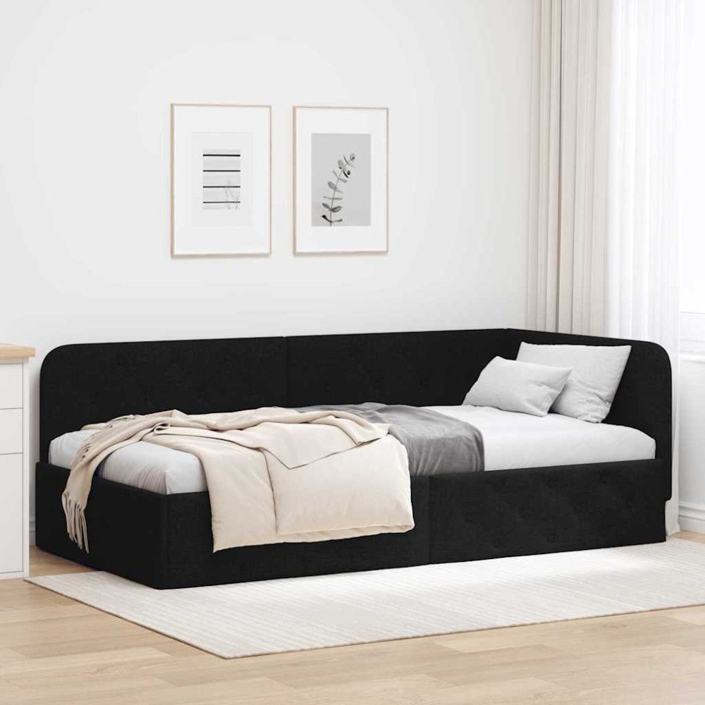 vidaXL Hörn Sängram Svart 100 x 200 cm tyg
