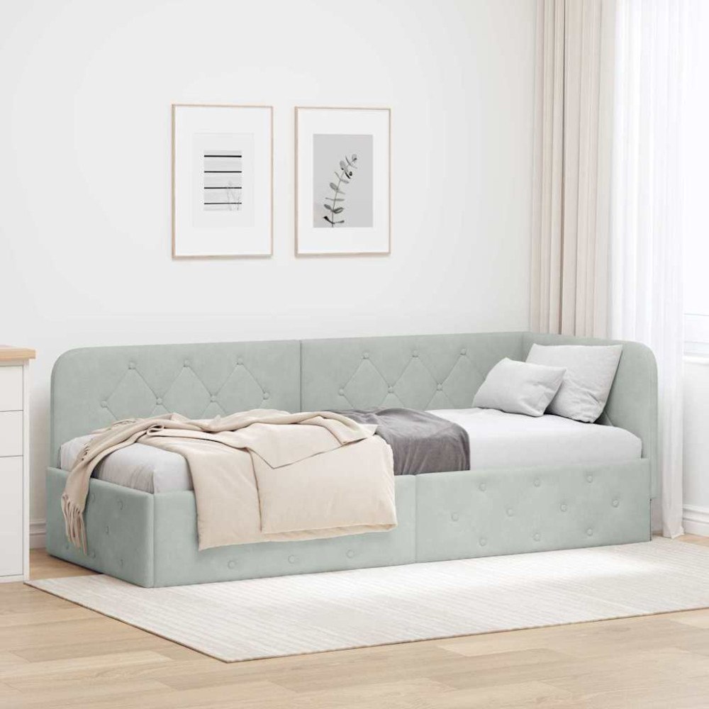 vidaXL Hörn Sängram Ljusgrå 80 x 200 cm Sammet
