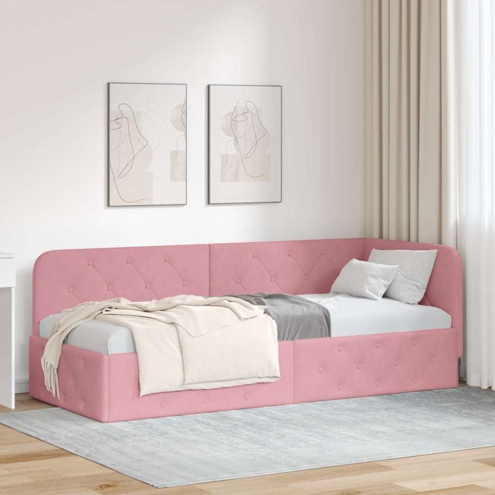 vidaXL Hörn Sängram Rosa 80 x 200 cm Sammet