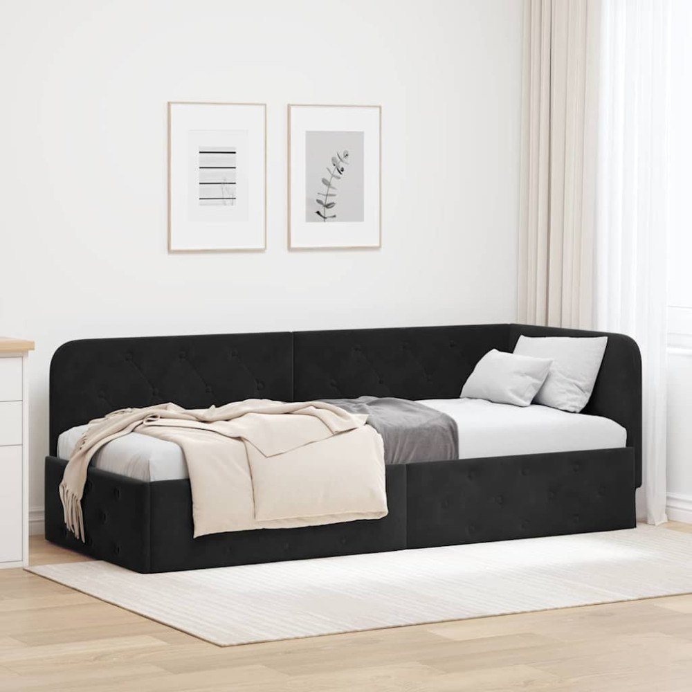 vidaXL Hörn Sängram Svart 80 x 200 cm Sammet