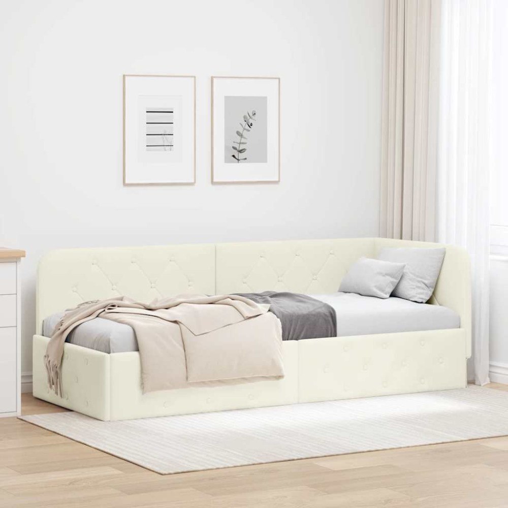 vidaXL Hörn Sängram Kräm 80 x 200 cm Sammet