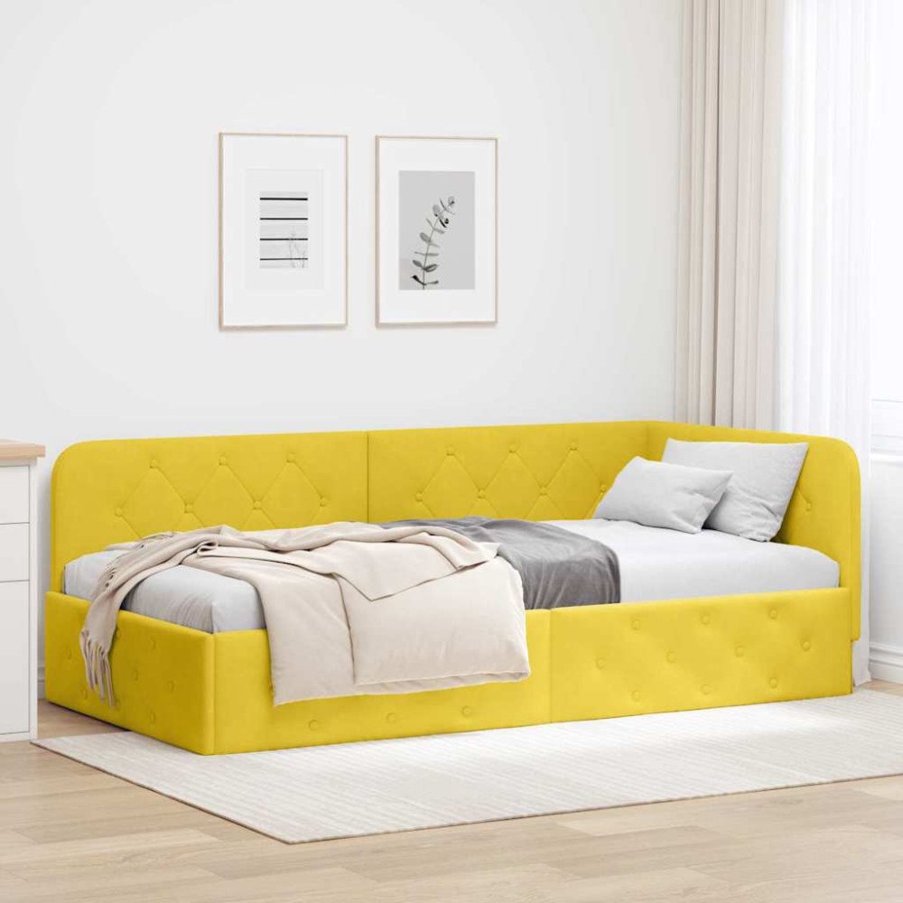 vidaXL Hörn Sängram Gul 90 x 200 cm Sammet