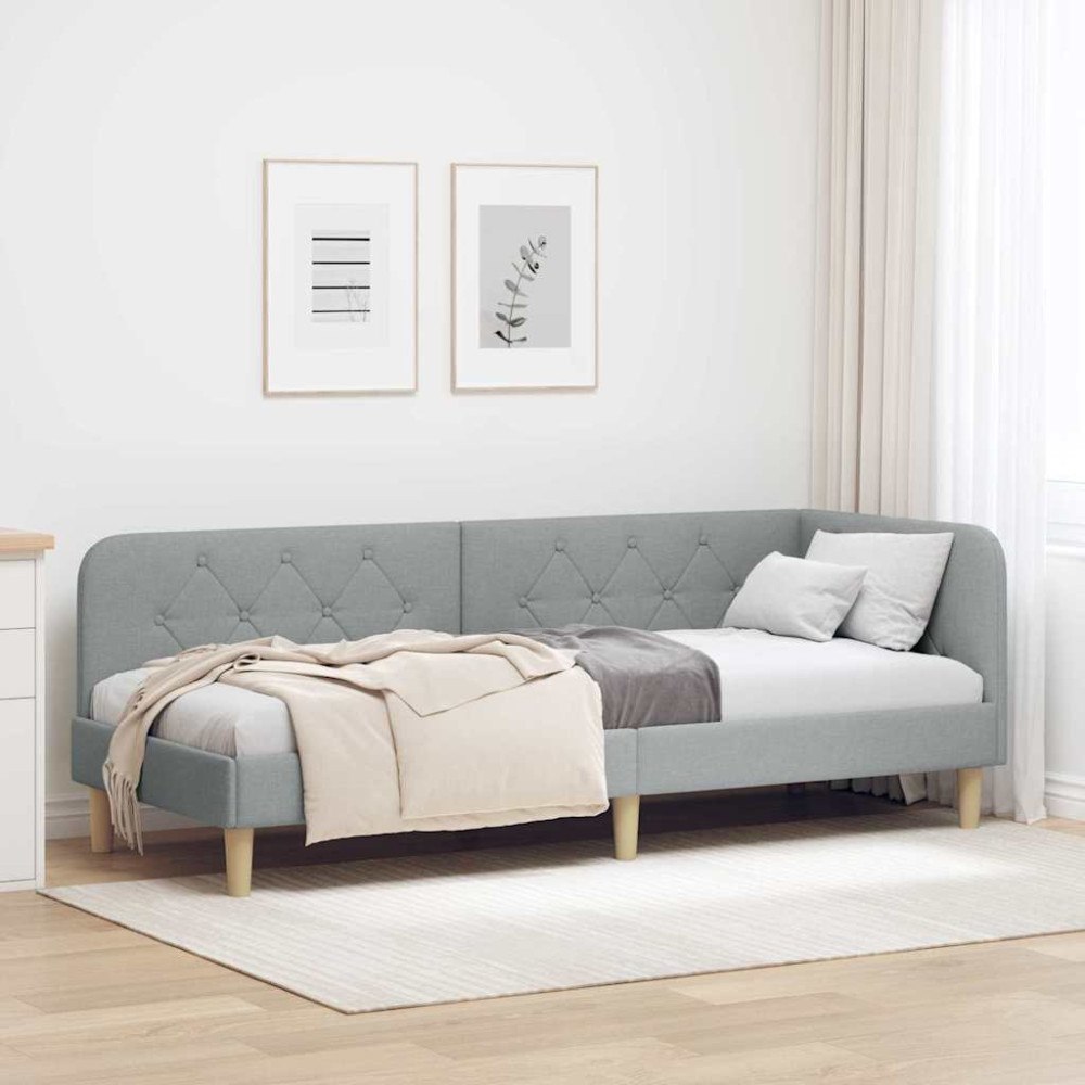 vidaXL Hörn Sängram Ljusgrå 80 x 200 cm tyg