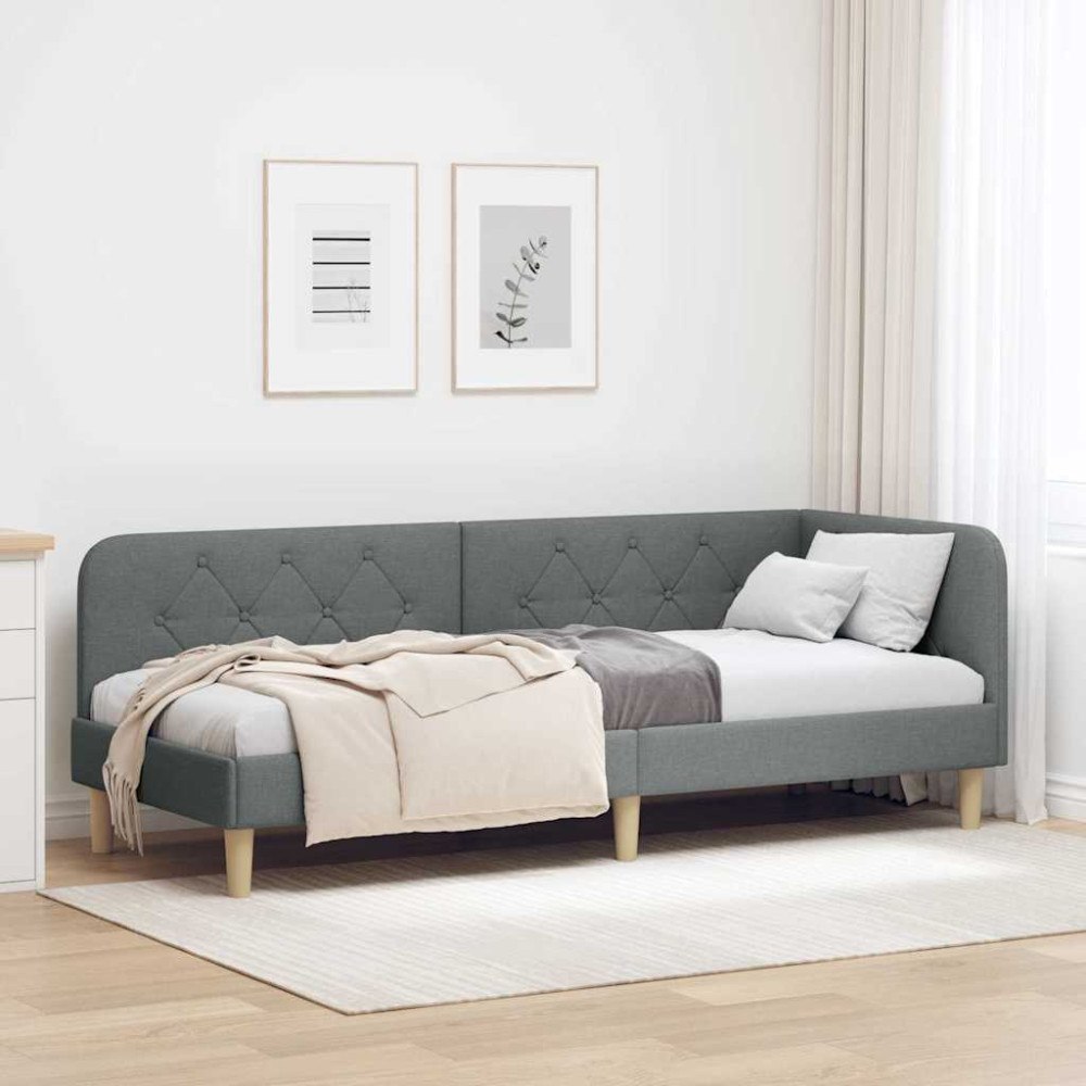 vidaXL Hörn Sängram Mörkgrå 80 x 200 cm tyg