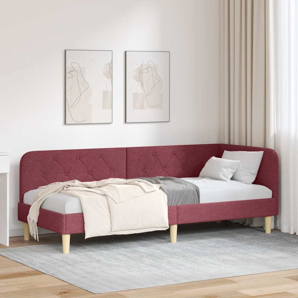 vidaXL Hörn Sängram Vinröd 80 x 200 cm tyg
