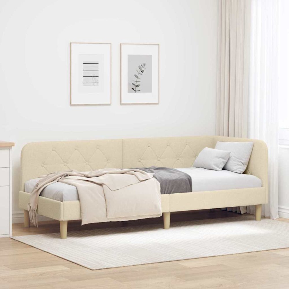 vidaXL Hörn Sängram Kräm 80 x 200 cm tyg