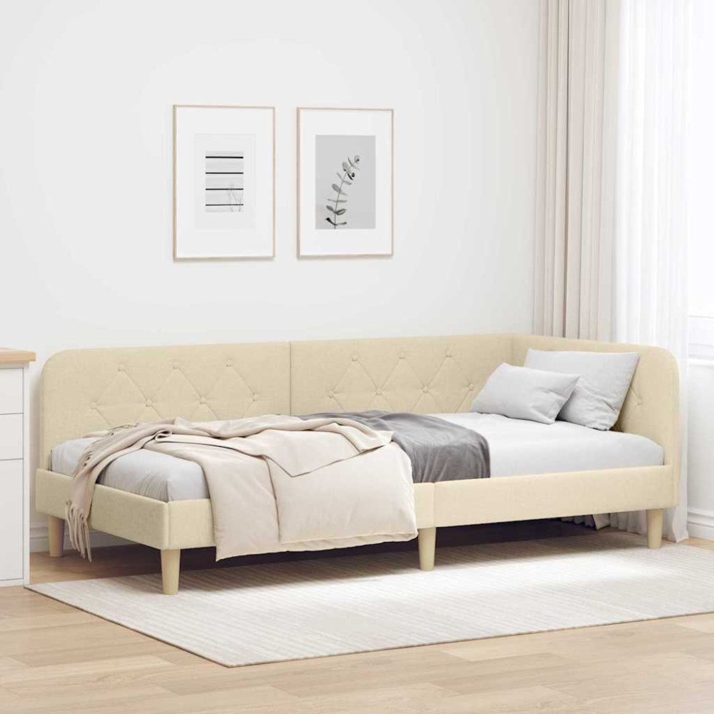 vidaXL Hörn Sängram Kräm 100 x 200 cm tyg