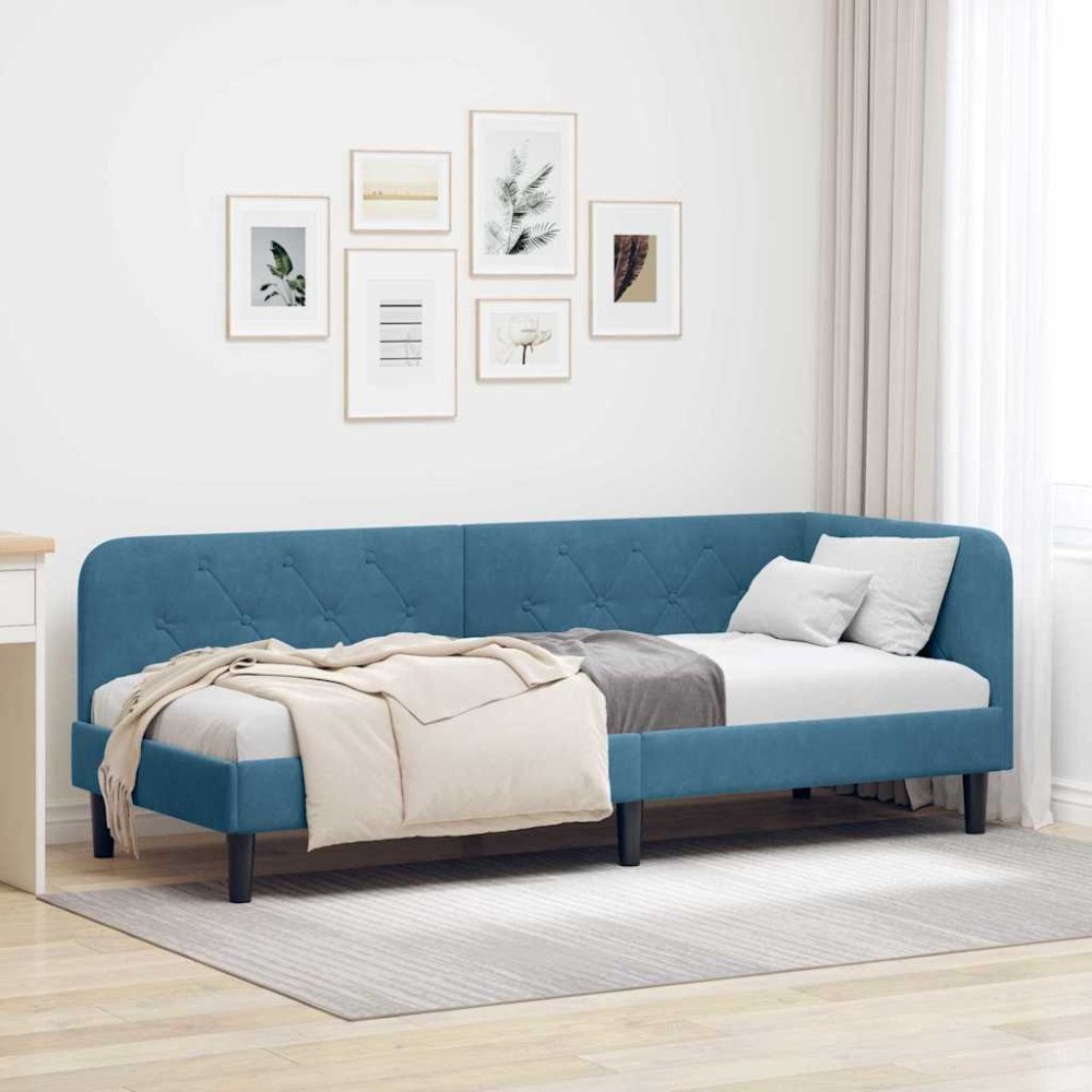 vidaXL Hörn Sängram Blå 80 x 200 cm Sammet