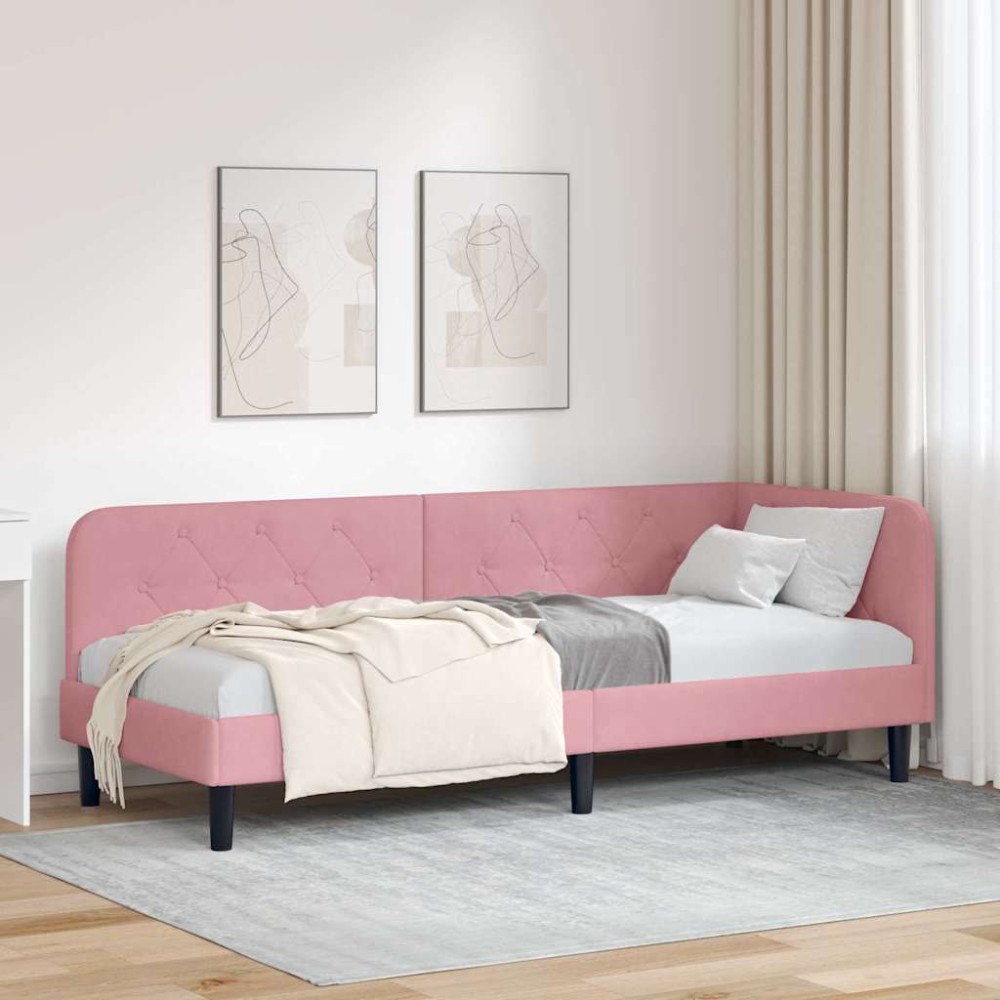 vidaXL Hörn Sängram Rosa 80 x 200 cm Sammet